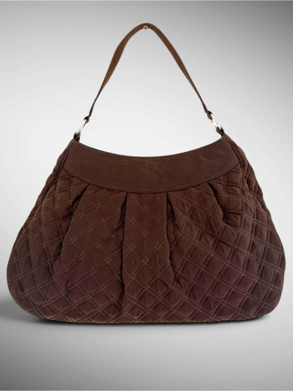 Vera Bradley Espresso Microfiber Pleated Shoulder Bag Brown Tote